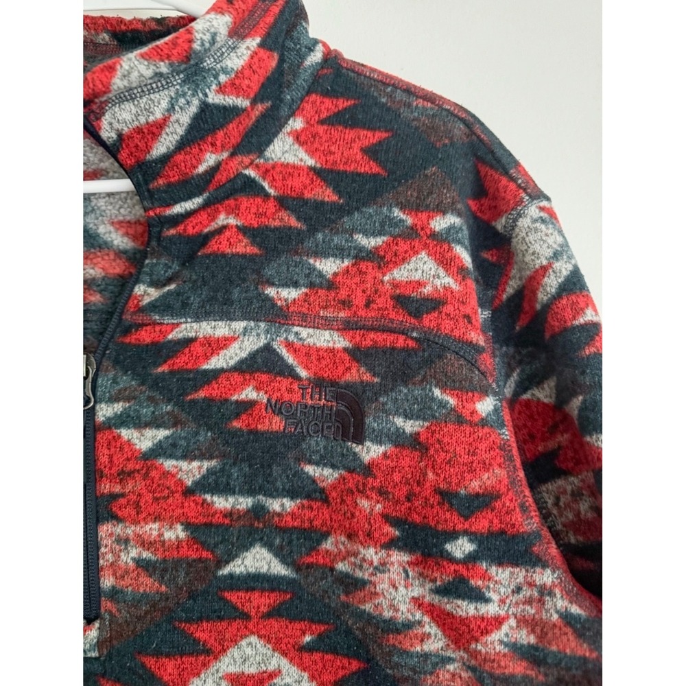 The North Face Campshire Sherpa Aztec Fleece Quarter Zip Pullover Red Mens L